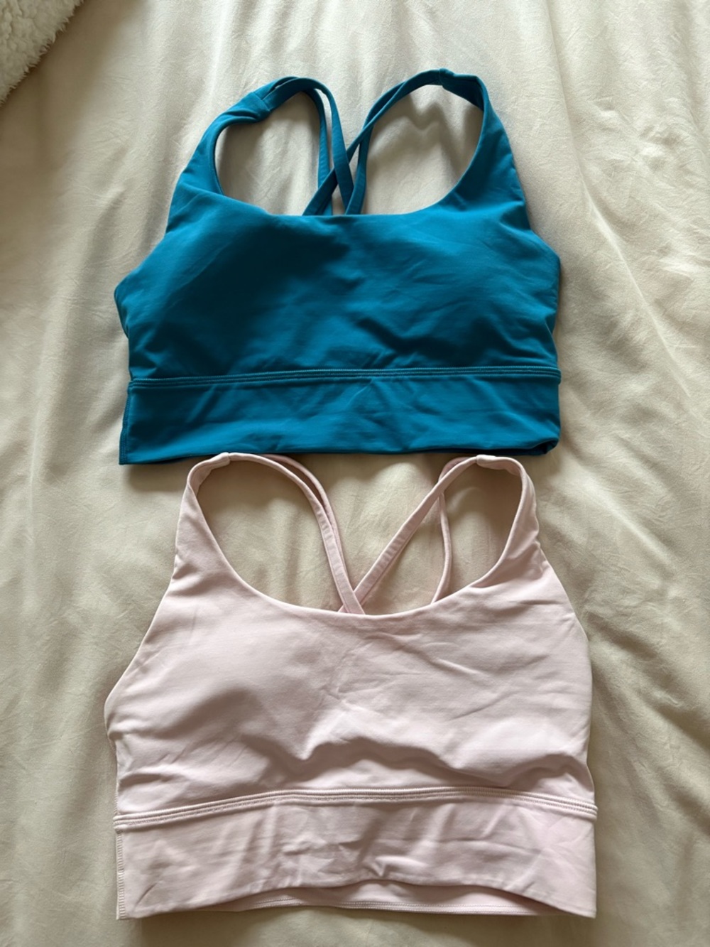 lululemon athletica Blue and Light Pink Strappy Sports Bras